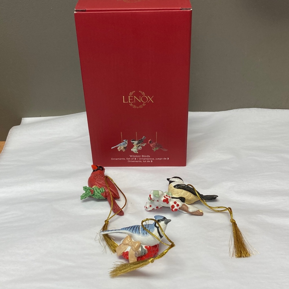 Lenox WinterThree Bird Ornaments